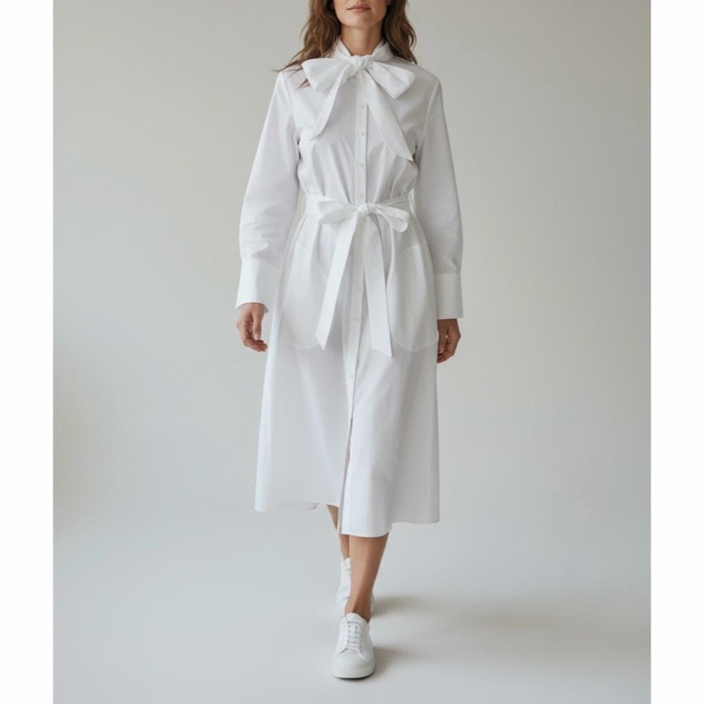 PETER DO Handkerchief Button Down Dress Off-White Size 38FR Medium NWT